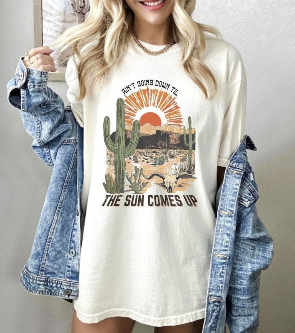 Western American Rodeo Garth Brooks Desert Sun Retro Shirt